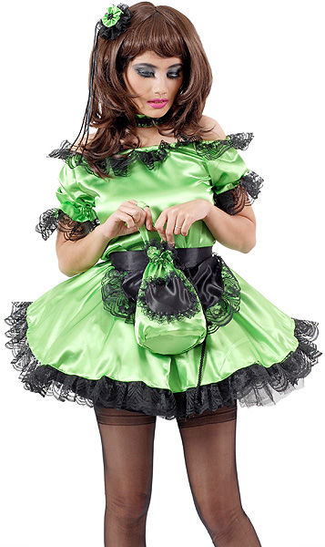 emerald green satin french maid 1